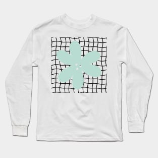 Abstract Flower on Grid - Pastel teal green Long Sleeve T-Shirt